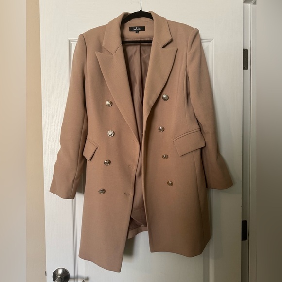 Lulu’s Captain's Blog Tan Double-Breasted Coat - Picture 5 of 9